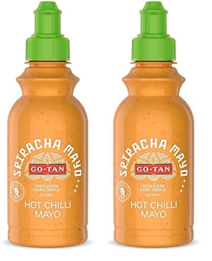 Go-Tan Salsa Sriracha Mayo, Condimento con toque Picante, Mezcla Sriracha y Mayonesa - Sriracha Mayo, 215 ml (Paquete de 2)