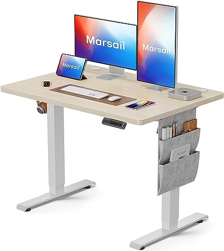 Preisvergleich Produktbild Marsail Höhenverstellbarer Schreibtisch, Elektrischer Höhenverstellbarer Schreibtisch mit Storage Tasche, Stehpult für Home Office Computertisch