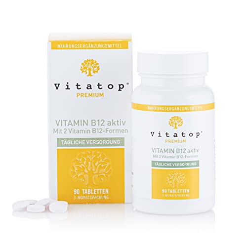 Vitatop VITAMIN B12 aktiv, 90 Kapseln, Premium-Nahrungsergänzungsmittel, mit 500µg Vitamin B12 pro Tagesdosis, 3-Monats-Vorrat, Laborgeprüft, hochdosiert, vegan Cover
