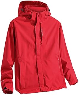 Szshaoye Outdoor Jacket Mens Big and Tall Parka Jacket Mens Waterproof Hiking Camping Fleece Jackets Thick Spring Fishing Coat