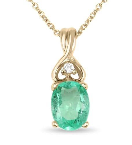 Trinket Gems Jewellery Natural Colombian Emerald Pendant, Oval Cut, 925