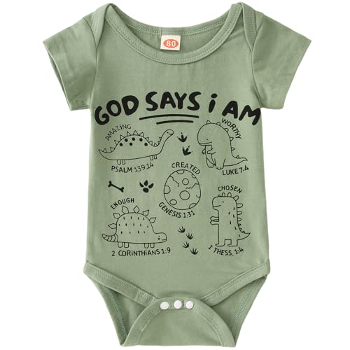 Image of BOUTIKOME Dinosaur Romper Newborn Infant Baby Boys Girls Onesie T Shirts Short Sleeve Tops Inspirational Clothes 0-12 Months