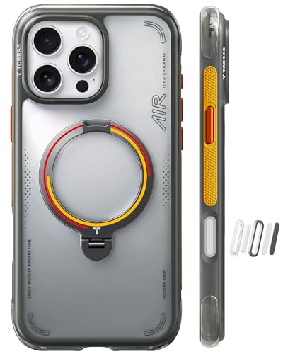 TORRAS Q3 Air 2026 Fußball Limitierte Auflage für iPhone 16 Pro hülle mit echtem Airbags Doppelter Schutz & 360 Magnetischer Robust Ständer Iron