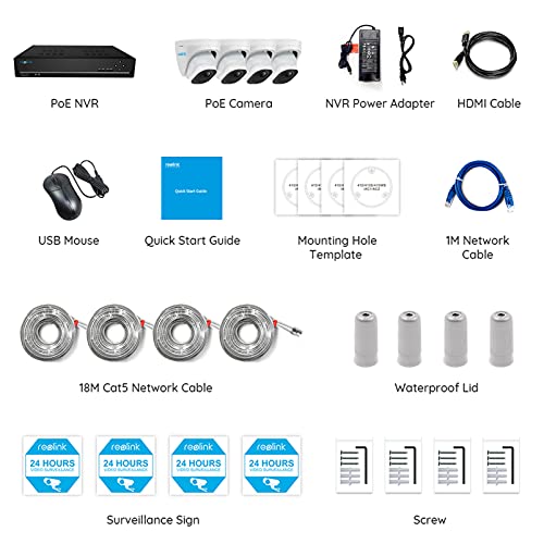 Reolink 5Mp 8Ch Poe Security Camera System, 4Pcs 5Mp Wired Poe Ip Cameras Outdoor With Person Vehicle Detection, 8Ch Nvr With 2Tb Hdd For 24-7 Recording, Rlk8-520D4-A (Renewed) #TOP5