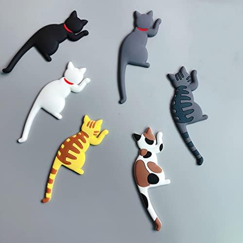 BESPORTBLE 6PCS Magnetic Hooks Cat Shape Traceless Fridge Magnet Fridge Sticker Key Holder for Office Refrigerator Whiteboard Decor Random Pattern