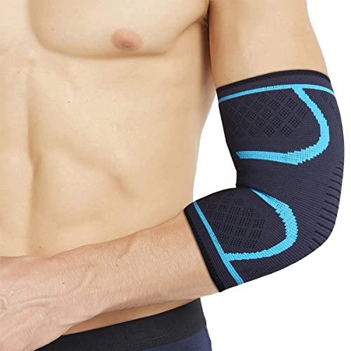 Elbow Support Brace for Men and Women, Elbow Brace Compression Sleeve, Elbow Support Sleeve for Tennis Golfers Weightlifting Bodybuilding Sports (Single, XL)