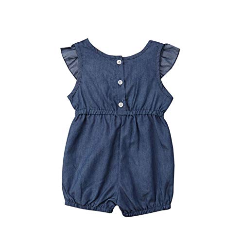 BAOBAOLAI Macacão de brim para bebês meninas Roupas de verão com babados e manga