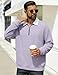 QOSOQ Men's Quarter Zipper Polo Shirts Long Sleeve T-Shirts Collared Casual Pullover Outdoor Waffle Sweatshirts Purple