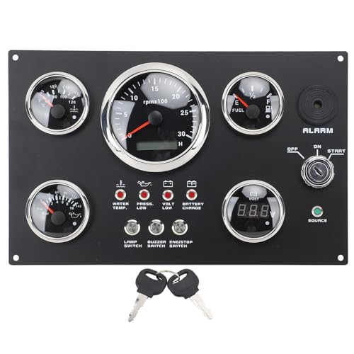 Pack jauges 85mm étanches 24V avec rétroéclairage LED 7 couleurs et compte-tours pour yacht