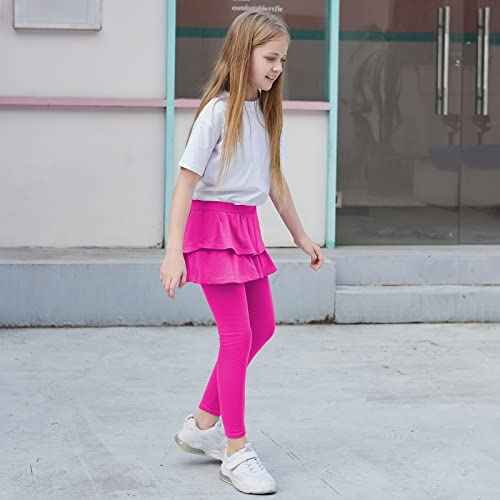 Image of BOOPH Little Girls Leggings with Ruffle Tutu Skirt Kids Uniform Pants | Footless Tights 4-14 Year