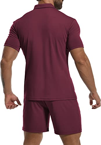 YTD Mens Short Sleeve Casual Polo Shirt and Shorts Sets Two Piece Summer Outfits Zip Polo Tracksuit Set for Men S-XXL3
