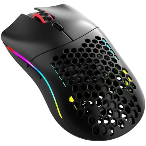 GLORIOUS Model O Classic Wireless PC Gaming Mouse - Low Latency, 19k DPI Sensor, Lightweight Honeycomb 69g, Customizable RGB, 100M Click Mechanical Switches, Programmable Buttons - Black