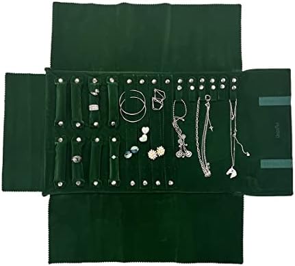 UnionPlus Travel Jewelry Case Roll Bag Organizer for Necklace Bracelet Earrings Ring, Burgundy (Large Burgundy)