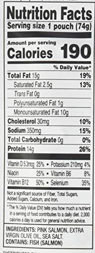 Image of StarKist E.V.O.O. Wild-Caught Pink Salmon, 2.6oz Pouch, 1-Pack | 14g of Protein Per Serving, Features Extra Virgin Olive Oil, Wild Caught Tuna, Gluten Free, Soy Free, Omega 3s