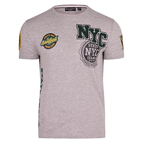 Brave Soul Mens Varsity T-Shirt Light Grey Marl Cover