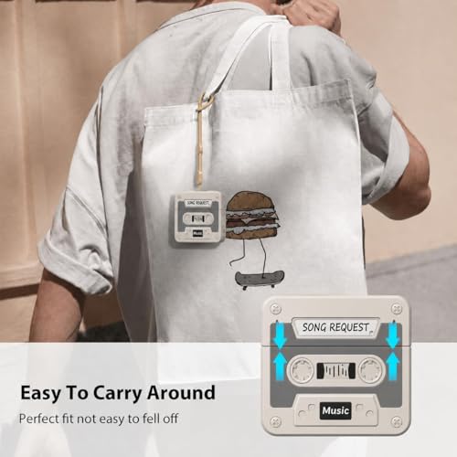 Image of Emoh Roced Case for AirPodS 4 (2024) with Keychain (ANC), Cute Cartoon Shockproof Protective Cover Compatible with Apple AirPods 4th Generation 2024 for Women and Boys (Casette Grey)