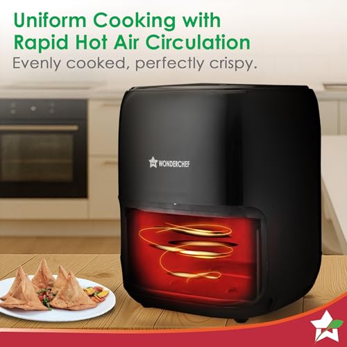 Image of Wonderchef Neo Digital Air Fryer | 1000W, 2 Litres | Rapid Air Technology | Non-stick Basket | Auto Shut-off | Touch Screen | Fry, Bake, Grill, Roast | Cool Touch Handle | 2-Year Warranty | Black