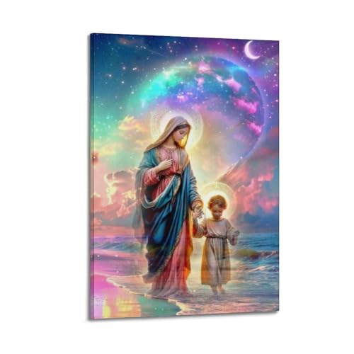 Poster religieux style rêveur une célébration de la tendresse maternelle en toile