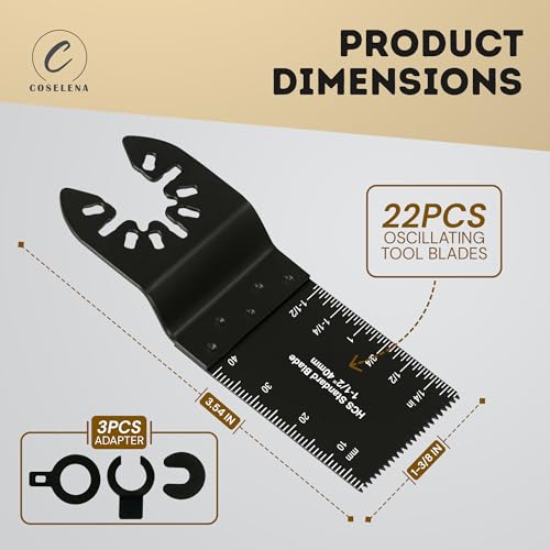 Coselena 22-Piece Multi Tool Blades Set – Heavy-Duty Oscillating Saw Blades for Wood, Plastic, and Soft Metal – Universal Fit for Precision Cutting with Most Oscillating Hand Tools 6 Coselena 22-Piece Multi Tool Blades Set – Heavy-Duty Oscillating Saw Blades for Wood, Plastic, and Soft Metal – Universal Fit for Precision Cutting with Most Oscillating Hand Tools - Image 6