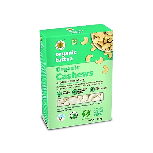 Image of Organic Tattva Cashews (Kaju) | Premium Cashew 250gm-W320 | Rich in Protein, Healthy Fats & Minerals | Crunchy, Creamy Texture | Gluten-Free, Vegan Dry Fruit Snack | Ideal for Cooking & Snacking
