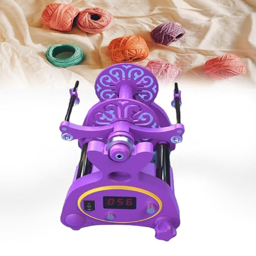 Electric Mini Spinning Wheel, Knitting Yarn Ball Winder, Adjustable Speed Household Fiber Twisting Machine for Yarn Weaving Blending Roving Craft,Purple+Yellow