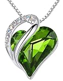 Leafael Womens Brass Necklaces, Infinity Love Heart Pendant Birthstone Crystal Jewelry Gifts for Wif