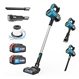 Akku Staubsauger 50KPa 580W Bürstenloser Motor, 70 Min Kabelloser Staubsauger mit OLED Display, 1.6L, 180° LED-Bürste, 2x 5.0Ah Akku, für Makita 18V Akku, Akkusauger für Tierhaare Teppich Hartboden Au