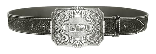 Image of Moranse Cross Cowboy Kneeling Prayer Horse Zinc Alloy Belt Buckles