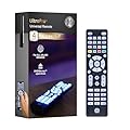 GE Blue Backlit Buttons Universal Remote Control, Samsung TV Remote Control Replacement, Samsung Remote Control for Smart TV, Roku Remote Replacement, Vizio, LG TV, Sony, 4-Device, Brushed Black 48843