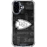 Skinit Clear Phone Case Compatible with iPhone 16 - Officially Licensed NFL Kansas City Chiefs Black & White Design