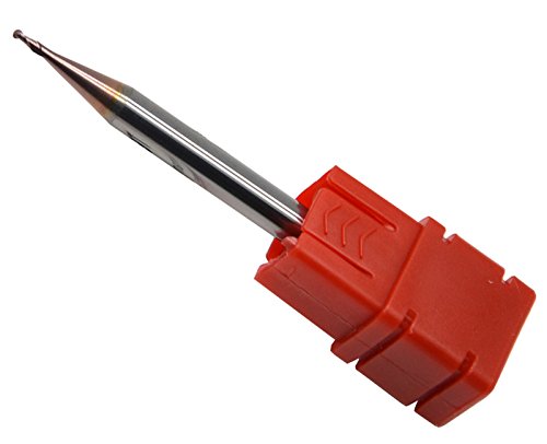 Wokesi 0.5 0.75 1 1.5mm Radius,Ball Nose End Mill Set,Pack of 4,Std Length,HRC60,2Flutes,TiAlN Coated,Metric,Solid Carbide,CNC Router Bits Profiling Milling Cutting Tools (R0.5+R0.75+R1+R1.5 HRC60)