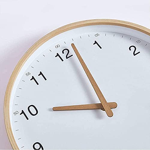 Wall Clock Wall Clock 12 Inch Non Ticking Aa Battery Operated Silent Bedroom Living Room Decoration Nordic Modern Solid Wooden Beech Brown 686 #TOP2