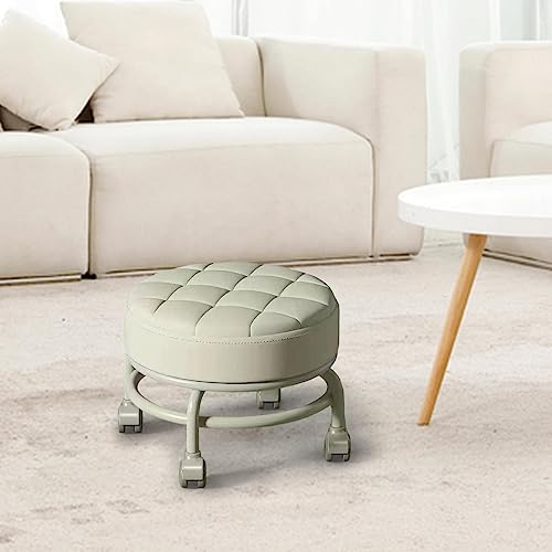 Image of CALANDIS Low Roller Seat Stool Heavy Duty Pulley Wheels Stool for Kids and Adult Home Beige | Benches & Stools | Furniture