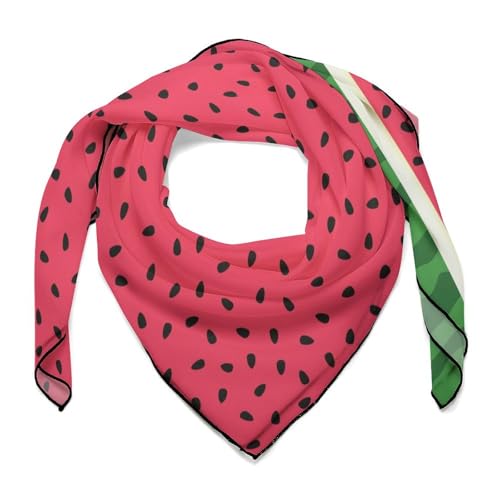 Watermelon Print Scarf For Women Silk Head Scarf Square Hair Scarves Shawls Hair Wraps Bandana Neckerchief Decor for Adult 27 * 27 Inches