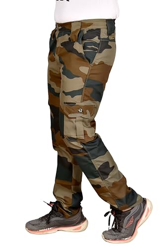 Image of Men's Camouflage Army Military Print Cargo Pants, Straight Fit Casual Trousers, Regular Slim Fit with Five Pockets
