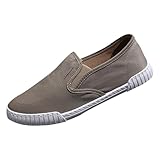 Generisch Zapatillas bajas de lona para hombre, ligeras, transpirables, alpargatas, mocasines, planas, deslizantes, suaves, cómodas, clásicas, Caqui F, 44 EU