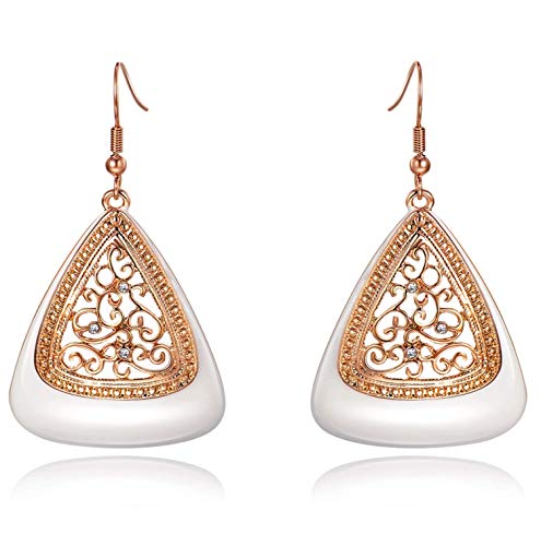 Crystal Lady Enamel Plated Rose Gold Color Stud Earrings Jewellery for Women - Image 4
