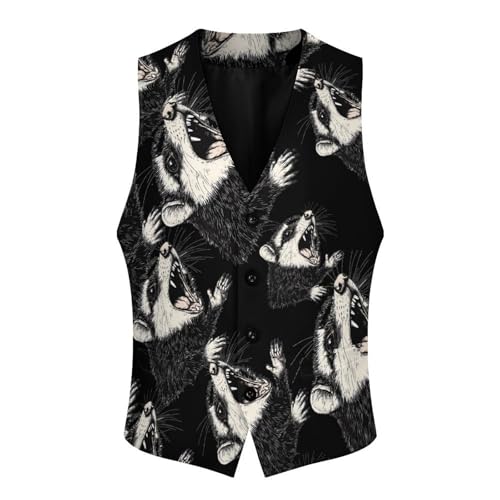 Funny Possum Men's Suit Vests Business Formal Dress Vest V-Neck Waistcoat for Wedding Casual4