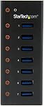 StarTech.com 7 Port USB 3.0 Hub - Boîtier en métal - Bureau ou support mural - USB 3 Hub - USB Extendeur - Alimenté USB 3.0 Hub - USB Répartiteur (ST7300U3M) | USB 3.0, Boîtier en métal robuste, Support de bureau ou mural, Ports droits pour surdimensionner