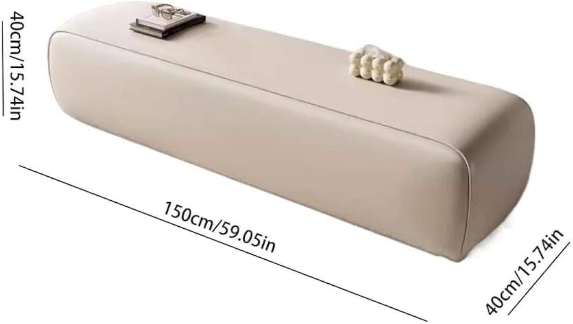Upholstered Leatherette Curved Sides Bench