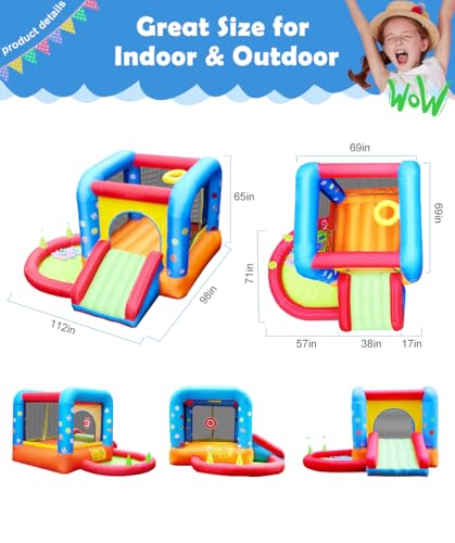 Step4Fun Inflatable Bounce House, Kids Castle Slide Bouncer for Children Jumping Outdoor and Indoor Party, Baby Backyard Water Jumper Toy with Blower, Ball Pit Pool, Ideal Gifts(112 x 98 x 65”) - Image 3