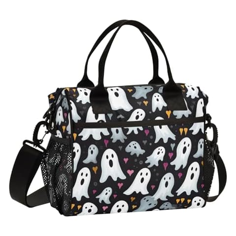 RunningBear Halloween Cute Ghost Lunch Bag for Women Insulated Lunch Box Reusable Cooler Cooling Tote with Adjustable Shoulder Strap for Picnic Women M Cover