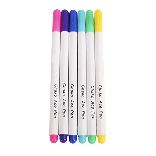 6Pcs Water Erasable Fabric Marking Pen Disappearing Ink Fabric Marker Sewing Air Erasable Water Soluble Ink Pen For Embroidery Cross Stitch Handicarft Needlework #TOP1