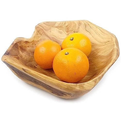 Yuemsh Wooden Fruit Salad Serving Bowl Hand-Carved Root Bowls Living Room Real Wood Candy Bowl 15-19cm, Wood Color - Image 4