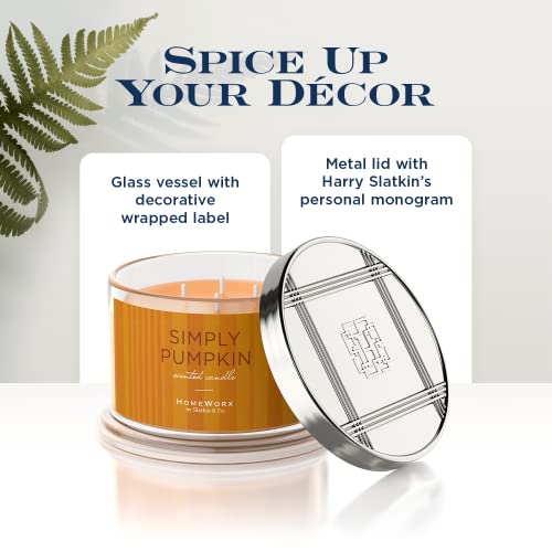 Premium Scented 4-Wick Candle, Simply Pumpkin, Homeworx By Slatkin & Co - 18 Oz - Long-Lasting Jar Candle, 30-55 Hours Burn Time - Heirloom Pumpkin, Nutmeg, Pumpkin Spice, Vanilla & Brown Sugar #TOP3