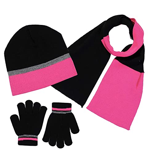 Swak Girls Hat,Scarf & Glove Set-Kids Cold Weather Winter Accessories-Childrens 3 Pc Beanie set-Big Girls Hat Scarves & Glove