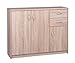 Produktbild Kommode - Sideboard mit 3 Türen und 2 Schubladen (B/H/T: ca.: 109 x 85 x 35 cm) Topplatte 22 mm gesoftet, (Melaminharzbeschichtet - kratzfest & wasserabweisend) Sonoma Eiche