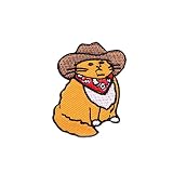Western Cowboy Cartoon Cat Embroidery Patch Animal Pet Embroidery Appliques Iron On/Sew On Patches F