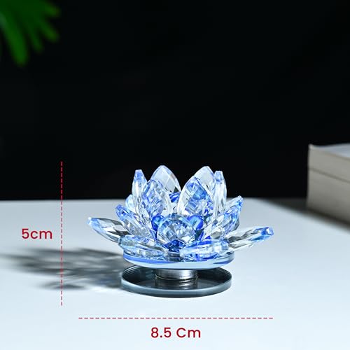 Image of HindCraft Crystal Lotus Flower for Decoration - Transparent Glass Lotus Showpiece for Home Decor, Vastu Items, Car Dashboard Decoration, Feng Shui Good Luck Gift (Multicolor)