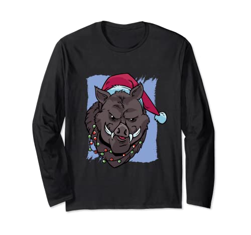 Keiler mit Weihnachtsmann Mütze Xmas für Jäger Langarmshirt